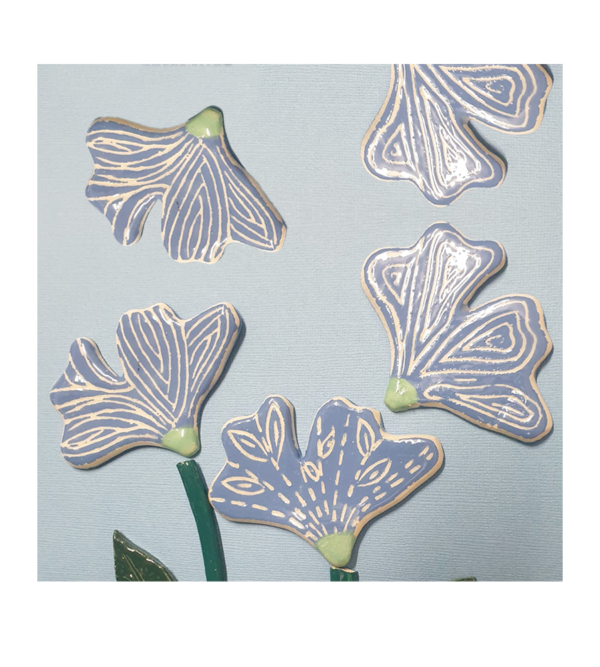 Blue petal ceramic flower inserts for mosaics