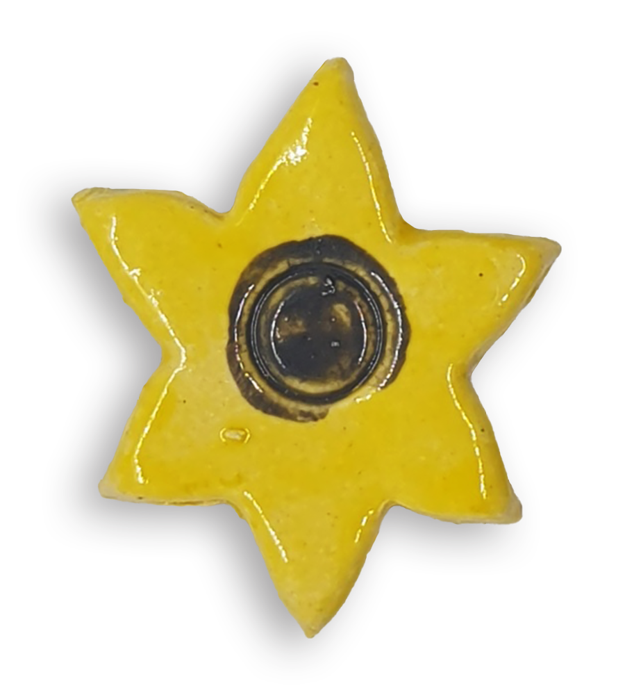 A yellow star ceramic mosaic insert.