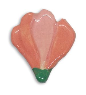 A pink freesia flower ceramic mosaic insert.