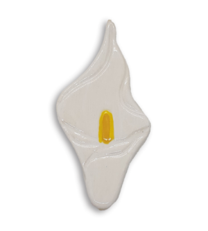 A white arum flower or calla lily ceramic mosaic insert.