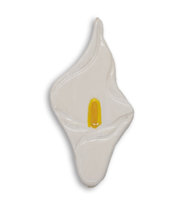 A white arum flower or calla lily ceramic mosaic insert.