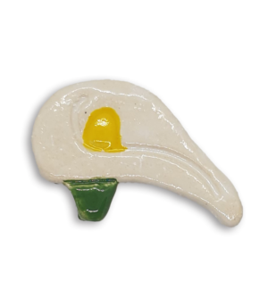 Side view of a white arum flower or calla lily ceramic mosaic insert.