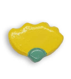 Side view of a hand-painted sunshine yellow anemone flower ceramic mosaic insert.