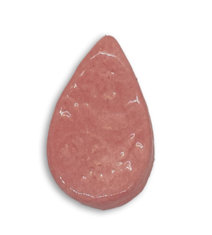 A light pink teardrop ceramic mosaic insert with a textured design.