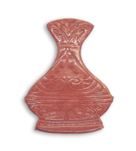 A hand-painted pink vase ceramic mosaic insert.