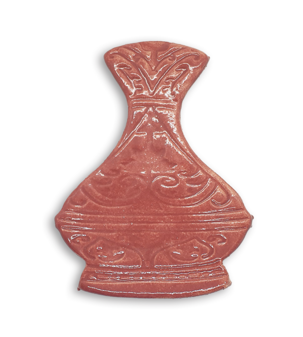 A hand-painted pink vase ceramic mosaic insert.