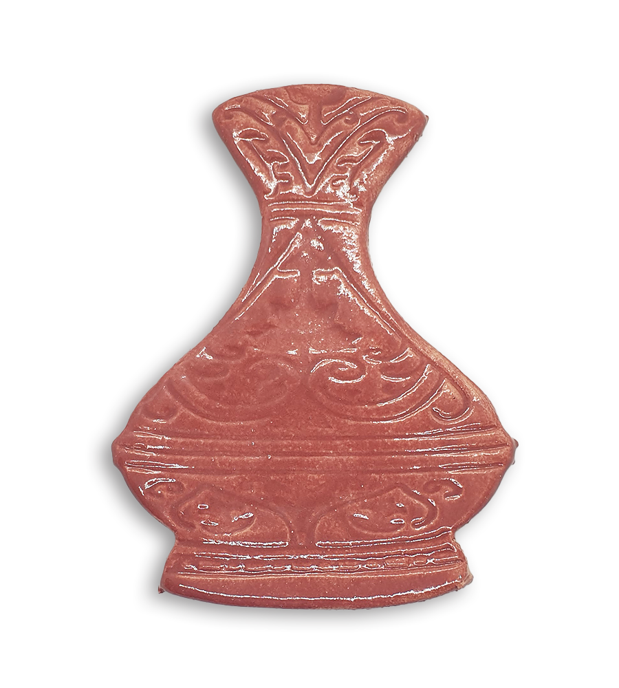 A hand-painted pink vase ceramic mosaic insert.