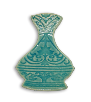 A hand-painted blue vase ceramic mosaic insert.