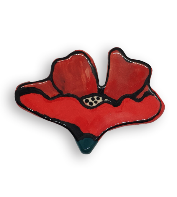 Red poppy ceramic flower insert for mosaics